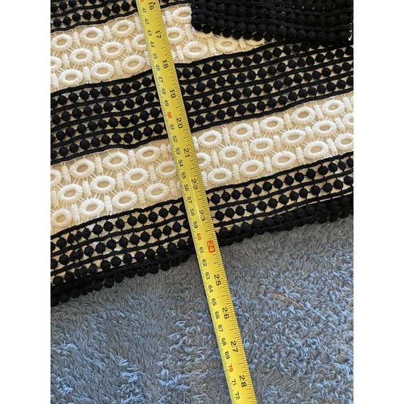 TALBOTS Women Size S Stripe Eyelet Lace Overlay Pullover Top Neutral Ivory/Black - Picture 5 of 6